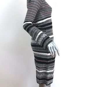 MISSONI LONG SLEEVE DRESS BLACK/PINK METALLIC STRIPED KNIT